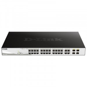 D-Link DGS-1210-28P/FL1A Управляемый коммутатор 2 уровня с 24 портами 10/100/1000Base-T и 4 комбо-портами 100/1000Base-T/SFP (24 порта с поддержкой PoE 802.3af/802.3at (30 Вт), РоЕ-бюджет 193 Вт)