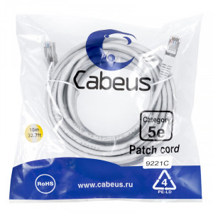 Cabeus PC-FTP-RJ45-Cat.5e-20m Патч-корд F/UTP, категория 5е, 2xRJ45/8p8c, экранированный, серый, PVC, 20м