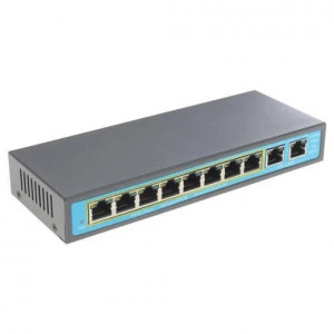 ORIENT SWP-7508POE/2P, PoE коммутатор 8 портов, 8xPoE 100Mbps + 2xUplink 10/100Mbps, Bandwidth 2.0Gbps, PoE-A (1/2+,3/6-), IEEE802.3af/at, до 144Вт, дальность 100/250 метров, внешний БП (30620)