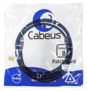 Cabeus PC-SSTP-RJ45-Cat.8-2m-LSZH Патч-корд S/FTP, категория 8 (40G, 2000 MHz), 2xRJ45/8p8c, экранированный, синий, LSZH, 2 м