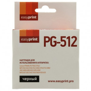 Easyprint  PG-512 Картридж  для Canon PIXMA iP2700/MP230/240/250/280/480/490/MX320/360/410, черный
