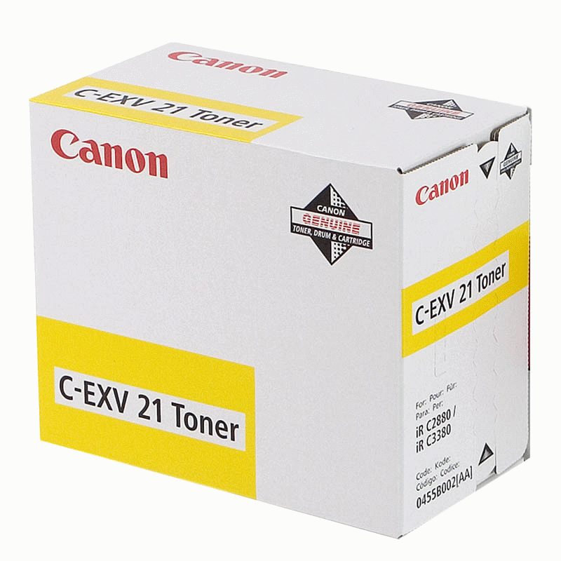 0455B002 Canon Toner C-EXV 21 Yellow Orig., Japan. {IR C2380/C2880/C3080/C3380/C3580}