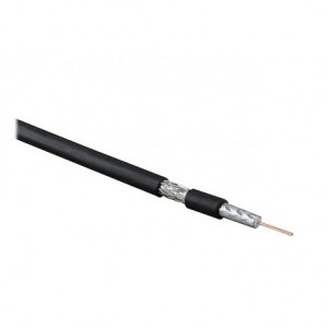Hyperline COAX-RG6-100 кабель коаксиальный RG-6, 75 Ом (ТВ, SAT, CATV), жила - 18 AWG (1.02 mm, омедненная сталь), общий диаметр 6.9мм, PVC, черный (бухта 100 м)