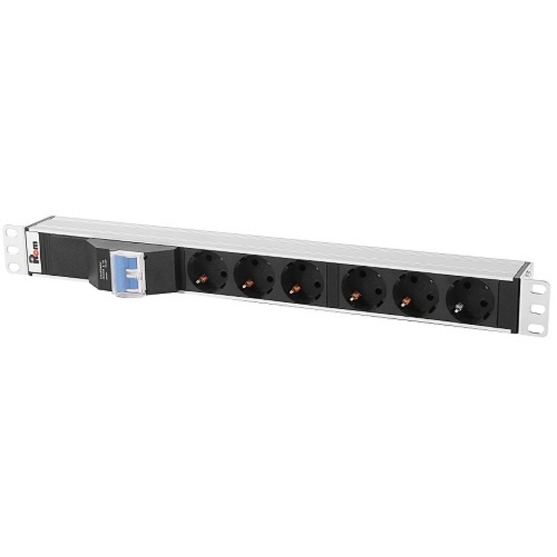 ЦМО Блок розеток Rem-32 с авт., 6 Schuko, 32А, алюм., 19", колодка (R-32-6S-A-440-K)