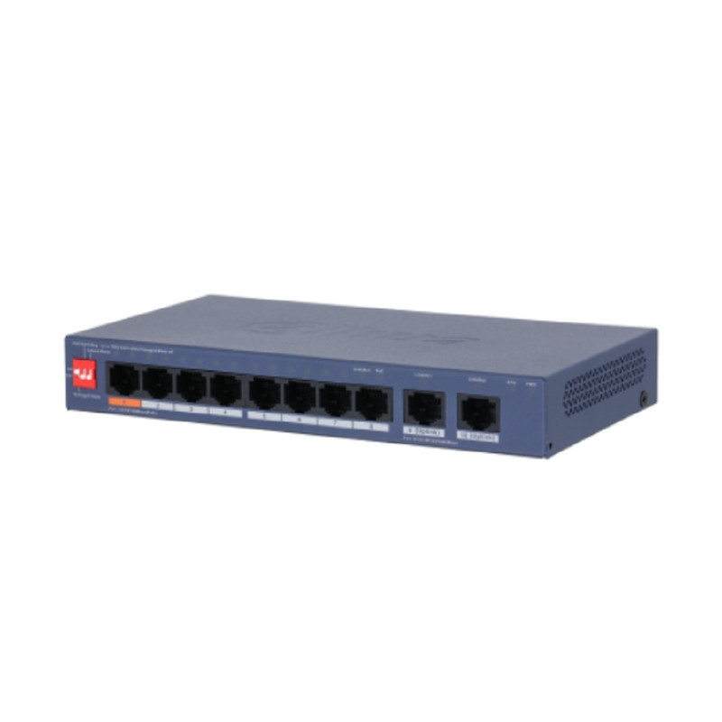 DAHUA DH-CS4010-8ET2GT-60 8-портовый PoE коммутатор управляемый 8 RJ45 10/100Мбит/с (PoE/PoE+/Hi-PoE), 2 RJ45 10/100/1000Мбит/с (uplink); до 60Вт, до 250м DAHUA DH-CS4010-8ET2GT-60 8-портовый PoE коммутатор управляемый 8 RJ45 10/100Мбит/с (PoE/PoE+/Hi-PoE), 2 RJ45 10/100/1000Мбит/с (uplink); до 60Вт, до 250м