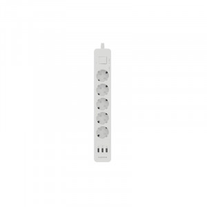 Harper Сетевой фильтр с USB зарядкой UCH-560 White (5 роз.,3м.,3 x USB 2.4A (max 3.4A), 4000W) {H00003014}