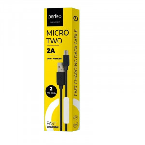 PERFEO Кабель USB2.0 A вилка - Micro USB вилка, черный, длина 2 м., бокс (U4010) PERFEO Кабель USB2.0 A вилка - Micro USB вилка, черный, длина 2 м., бокс (U4010)