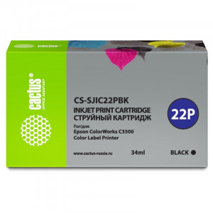 Картридж струйный Cactus CS-SJIC22PBK черный (34мл) для Epson ColorWorks C3500