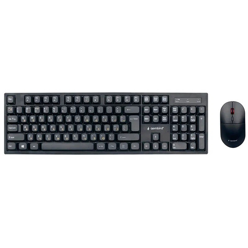 Комплект кл-ра+мышь беспров. Gembird KBS-6000, черный, 2.4ГГц, 1600 DPI,  мини-приемник-USB