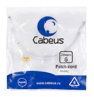Cabeus PC-UTP-RJ45-Cat.6-0.3m-WH Патч-корд U/UTP, категория 6, 2xRJ45/8p8c, неэкранированный, белый, PVC, 0.3м Cabeus PC-UTP-RJ45-Cat.6-0.3m-WH Патч-корд U/UTP, категория 6, 2xRJ45/8p8c, неэкранированный, белый, PVC, 0.3м