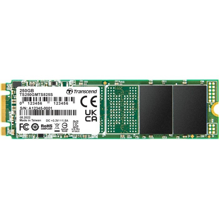 Transcend SSD 825S, 250GB, M.2(22x80mm), SATA3, 3D TLC, R/W 500/330MB/s, IOPs 40 000/75 000, TBW 90, DWPD 0.3 (3 года)