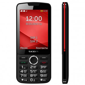 TEXET TM-308 мобильный телефон цвет черный-красный