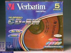 Verbatim  Диски CD-RW  8-12x 700Mb 80min (Slim Case, 5 шт.) [43167]