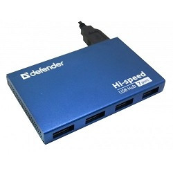 DEFENDER USB (QUADRO) SEPTIMA SLIM USB 2.0, 7 порта, (с адап. 2А) 