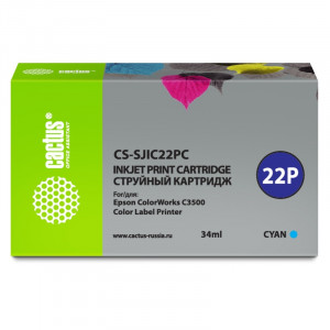 Картридж струйный Cactus CS-SJIC22PC голубой (34мл) для Epson ColorWorks C3500