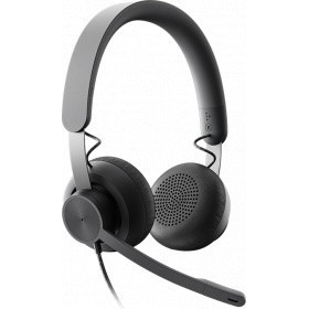 Наушники с микрофоном Logitech Zone Wired Teams черный матовый 1.9м накладные USB оголовье (981-000870)