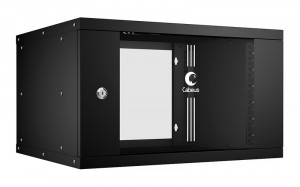 Cabeus WSC-05D-6U55/45-BK Шкаф телекоммуникационный настенный 19" 6U, серия LIGHT разборный, дверь стекло, цвет черный