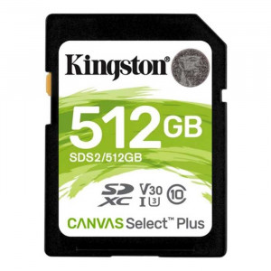 SecureDigital 512Gb Kingston SDS2/512GB {SDXC Class 10 UHS-I U3 Canvas Select Plus}