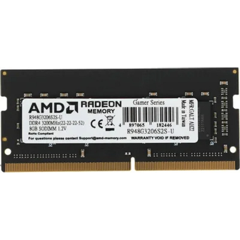 AMD SO-DIMM DDR4 8Gb R9 Gamer Series 3200МГц OEM (R948G3206S2S-U )