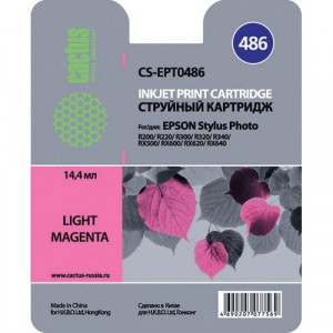 Картридж струйный Cactus CS-EPT0486 светло-пурпурный (14.4мл) для Epson Stylus Photo R200/R220/R300/R320/R340/RX500/RX600/RX620/RX640