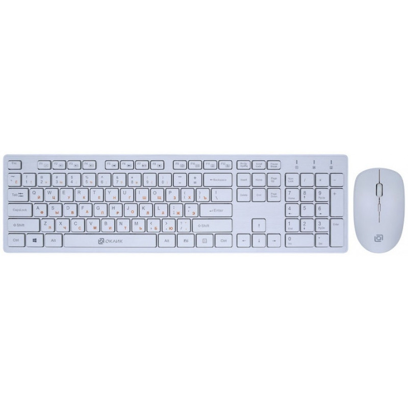 Oklick 240M White USB  Клавиатура + мышь cordless slim Multimedia [1091258]