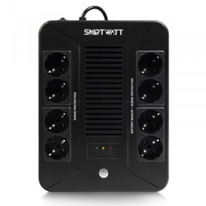 SMARTWATT UPS SAFE PRO 800 {линейно-интерактивный, 800/480 ВА/Вт, напольный/настенный, LED индикация, Shuko CEE7/4 - 8 шт. (4 шт. с резервным питанием, 4 шт. - сетевой фильтр}