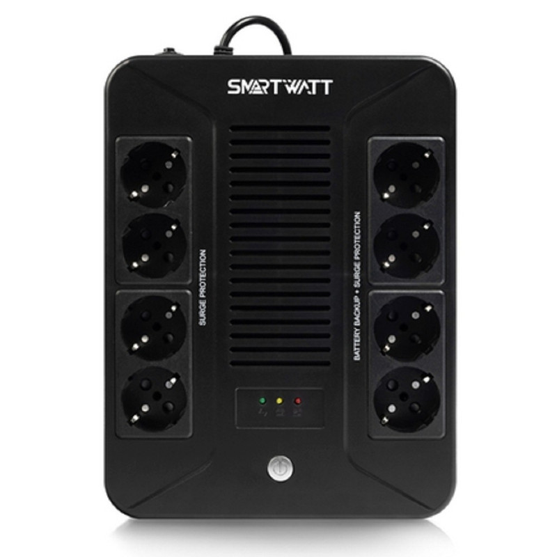SMARTWATT UPS SAFE PRO 800 {линейно-интерактивный, 800/480 ВА/Вт, напольный/настенный, LED индикация, Shuko CEE7/4 - 8 шт. (4 шт. с резервным питанием, 4 шт. - сетевой фильтр}
