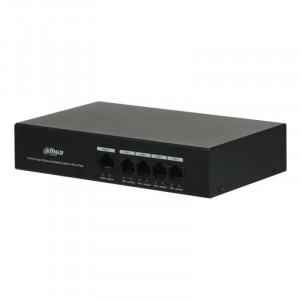 DAHUA DH-PFS3005-4ET-36 5-портовый неуправляемый коммутатор с РоЕ, 4xRJ45 100Mb PoE, 1xRJ45 100Mb, суммарно 36Вт, коммутация 1 Гбит/с, MAC-таблица 1К, металл