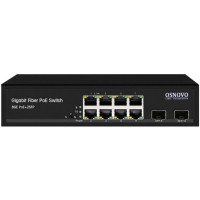 Коммутатор/ OSNOVO Гигабитный PoE коммутатор на 10 портов, 8 *10/100/1000 Base-T PoE, 2*SFP 1000 Base-T, PoE на порт до 30W, суммарно до 150W