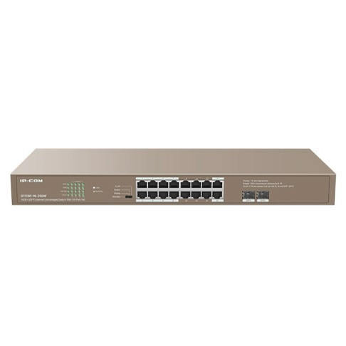 IP-COM G1118P-16-250W Коммутатор, PoE, 16*1Gbit RJ45, 2*1GBIT SFP, 1-16PoE, 225W PoE