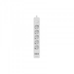 Harper Сетевой фильтр с USB зарядкой UCH-530 White (5 роз.,1,5м.,3 x USB 2.4A (max 3.4A), 4000W) {H00002264}