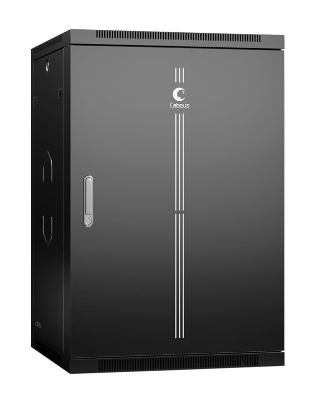 Cabeus SH-05F-22U60/60m-R-BK Шкаф телекоммуникационный настенный разобранный 19" 22U 600x600x1082mm (ШхГхВ) дверь металл, цвет черный (RAL 9004)