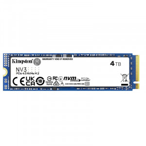 Твердотельный накопитель/ Kingston SSD NV3, 4000GB, M.2(22x80mm), NVMe, PCIe 4.0 x4, R/W 6000/5000MB/s, TBW 1280, DWPD 0.3 (12 мес)