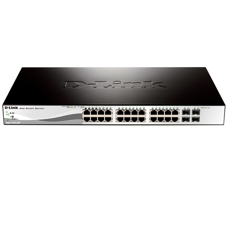 D-Link DGS-1210-28/ME/B1A  PROJ Управляемый коммутатор 2 уровня с 24 портами 10/100/1000Base-T и 4 портами 1000Base-X SFP