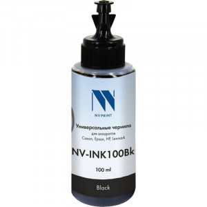 NV Print Чернила NV-INK100Bk универсальные на водной основе для аппаратов Canon/Epson/НР/Lexmark (100ml), чёрный