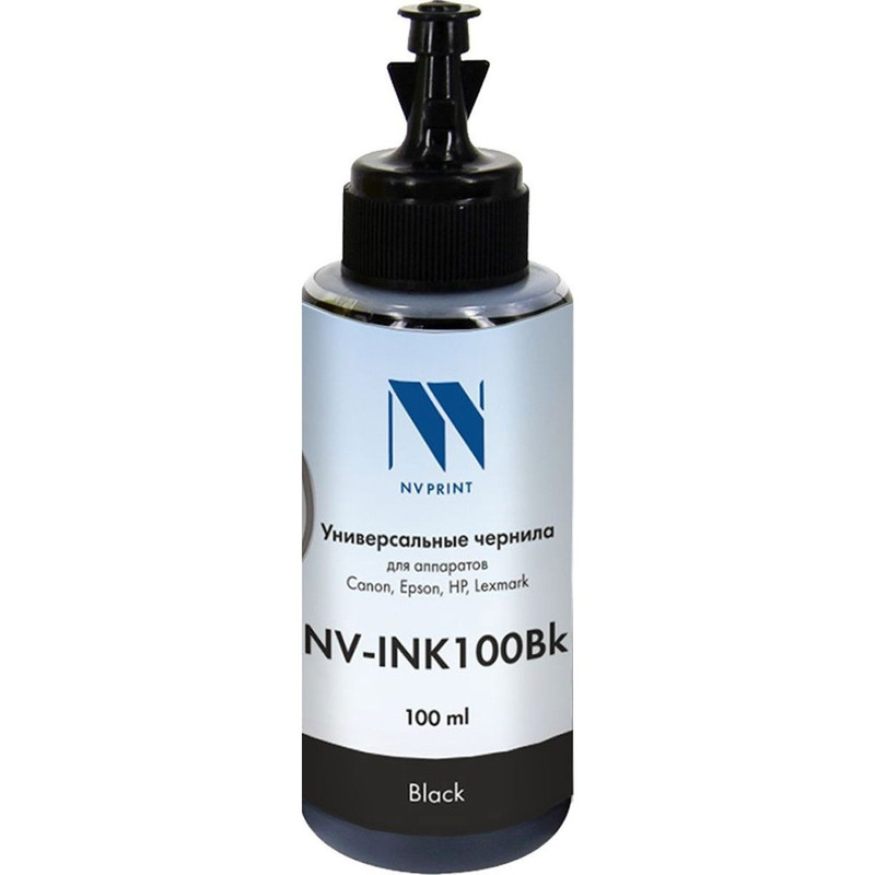 NV Print Чернила NV-INK100Bk универсальные на водной основе для аппаратов Canon/Epson/НР/Lexmark (100ml), чёрный