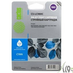 Cactus LC-980C Картридж струйный Cactus CS-LC980C голубой для Brother DCP-145C/165C MFC-250C/290C (16ml)