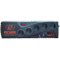 Ресанта С-1500 63/6/33 Стабилизатор {5 розеток -(3/2), 1000 Вт, 220В±8% + защита RJ11, Вес 3,8 кг}