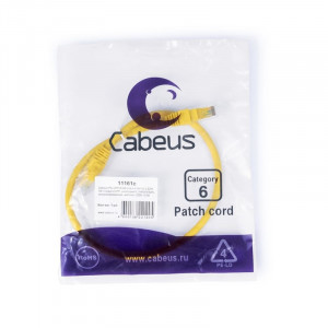Cabeus PC-UTP-RJ45-Cat.6-0.5m-YL-LSZH Патч-корд U/UTP, категория 6, 2xRJ45/8p8c, неэкранированный, желтый, LSZH, 0.5м