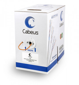 Cabeus FTP-4P-Cat.5e-SOLID-LSZH Кабель витая пара экранированная FTP (F/UTP), категория 5e, 4 пары (24 AWG), одножильный, экран - фольга, LSZH, нг(А)-HF (305 м)