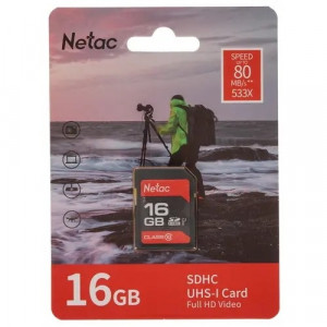 SecureDigital 16GB Netac P600 SDHC U1/C10 up to 80MB/s, retail pack [NT02P600STN-016G-R]