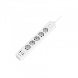 Harper Сетевой фильтр с USB зарядкой UCH-510 White (5 роз.,10м.,3 x USB 2.4A (max 3.4A), 4000W) {H00003207}