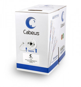 Cabeus FTP-4P-Cat.5e-SOLID-GY Кабель витая пара экранированная FTP (F/UTP), категория 5e, 4 пары (24 AWG), одножильный, экран - фольга (305 м)