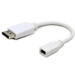 Cablexpert Переходник miniDisplayPort - DisplayPort, 20F/20M, длина 16см, белый (A-mDPF-DPM-001-W)