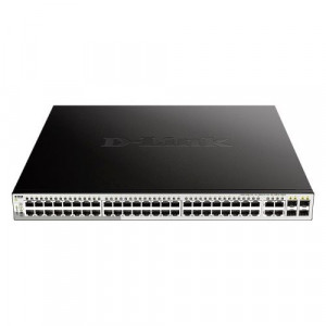 D-Link DGS-1210-52MP/F3A Настраиваемый коммутатор WebSmart с 48 портами 10/100/1000Base-T и 4 комбо?портами 100/1000Base-T/SFP (48 портов с поддержкой PoE 802.3af/802.3at (30 Вт), PoE-бюджет 370 Вт).