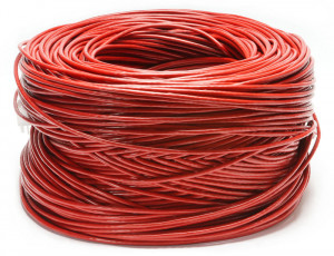 Cabeus UTP-4P-Cat.5e-SOLID-LSZH-RD Кабель витая пара UTP (U/UTP), категория 5e, 4 пары (24 AWG), одножильный, красный, LSZH, нг(А)-HF