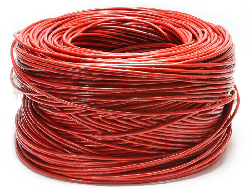 Cabeus UTP-4P-Cat.5e-SOLID-LSZH-RD Кабель витая пара UTP (U/UTP), категория 5e, 4 пары (24 AWG), одножильный, красный, LSZH, нг(А)-HF