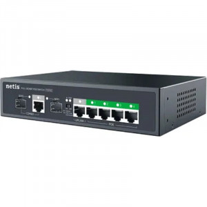 Коммутатор Netis P107GS (L2) 6x1Гбит/с 1xКомбо(1000BASE-T/SFP) 2SFP 4PoE 65W неуправляемый