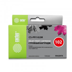 Cactus PFI-102M Картридж струйный для Canon iPF500/iPF600/iPF700/ MFP M40/iPF765/LP17/LP24, пурпурный (130мл)