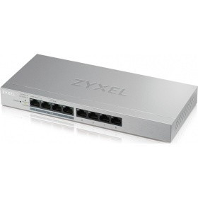 ZYXEL GS1200-8HPV2-EU0101F Коммутатор 8xGE (4xPoE+), настольный, бесшумный (без вентилятора), с поддержкой VLAN, IGMP, QoS и Link Aggregation, бюджет PoE 60 Вт 